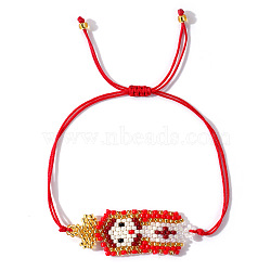 Imported Handwoven Rice Bead Bracelet with Cute Cartoon Girl Pattern(FP9542-1)