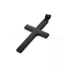 304 Stainless Steel Pendants, Cross, Gunmetal, 30~32x16~17x1.5mm, Hole: 2.5x6.5mm(STAS-I136-28B)