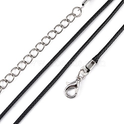 Korean Waxed Polyester Cord Necklace Making, with Alloy Lobster Clasps and Iron Chain Extender, Black, 18.1 inch, 1.5mm(X-NJEW-JN01558-01)