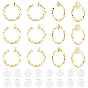 20Pcs 304 Stainless Steel Clip-on Earring Findings, with Comfort Silicone Pads, Golden, 14.5x1.5mm