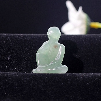 Natural Green Aventurine Carved Healing Thinker Figurines, Reiki Energy Stone Display Decorations, 28x40mm