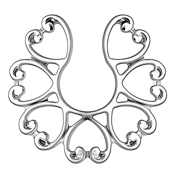 Titanium Steel Flower Clip On Nipple Rings, No Perforation Nipple Rings, Stainless Steel Color, Inner Diameter: 9.5mm