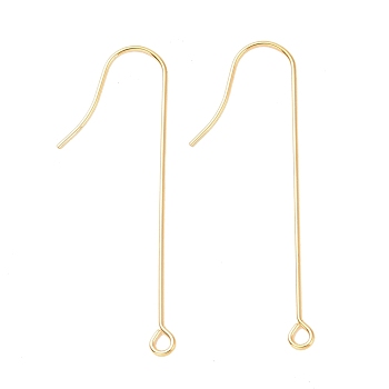 316 Surgical Stainless Steel Earring Hooks, with Horizontal Loops, Golden, 40mm, Hole: 1.8mm, 21 Gauge, Pin: 0.7mm