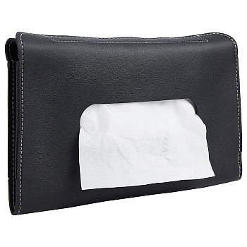 Gorgecraft Imitation Leather Car Tissue Bag, Rectangle, Black, 233x151x13.5mm