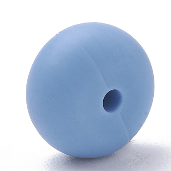 Food Grade Eco-Friendly Silicone Beads, Chewing Beads For Teethers, DIY Nursing Necklaces Making, Rondelle, Cornflower Blue, 14x8mm, Hole: 3mm