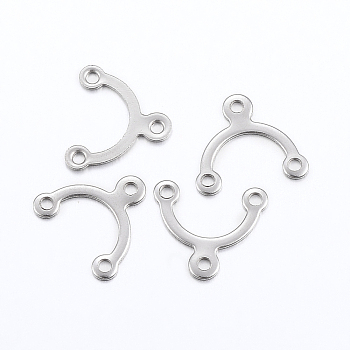 304 Stainless Steel Links, Chandelier Component Links, 3 Loop Connectors, Stainless Steel Color, 8.5x9.5x0.5mm, Hole: 1mm