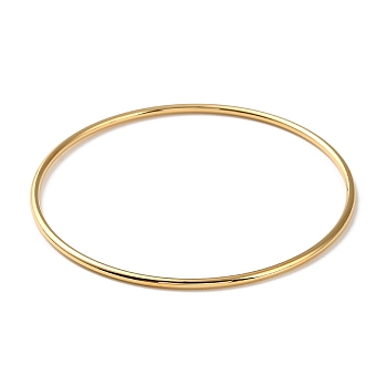 Ion Plating(IP) 304 Stainless Steel Simple Plain Bangle for Women, Real 18K Gold Plated, Inner Diameter: 2-1/2 inch(6.5cm)