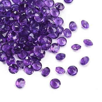 Faceted Natural Amethyst Cabochons, Pointed Back, Diamond Shape, 3x2mm