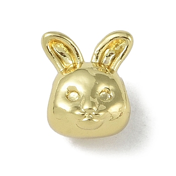 Rack Plating Brass Beads, Long-Lasting Plated, Lead Free & Cadmium Free, Rabbit, Real 18K Gold Plated, 9.5x8x8mm, Hole: 2.5mm