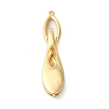 Brass Fold Over Clasps, Teardrop, Real 18K Gold Plated, 44mm, Hole: 1.2mm