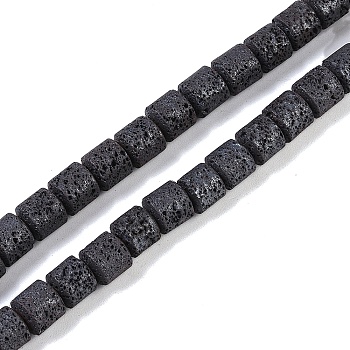 Frosted Natural Lava Rock Beads Strands, Column, 6x6mm, Hole: 1.2mm, about 68pcs/strand, 15.83''(40.2cm)