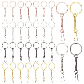 AHADEMAKER 32Pcs 4 Colors Alloy Keychains, Snake Chain Keychain, with Iron Findings, USB Flash Drive Buckle, Mixed Color, 7.6~7.9cm, 8pcs/color