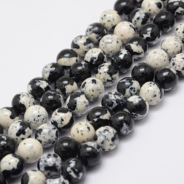 Black Round Ocean White Jade Beads