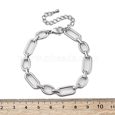 304 Stainless Steel Oval Link Chain Bracelets for Men Women(BJEW-G725-11P)-5