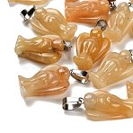 Natural Topaz Jade Pendants, with 201 Stainless Steel Finding, Angel, 24~25x15~16x7~8mm, Hole: 5x7mm(G-B127-10P-05)
