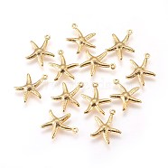 304 Stainless Steel Charms, Starfish/Sea Stars, Golden, 17x15x2mm, Hole: 1mm(STAS-E447-19G)