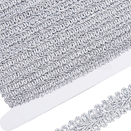 15 Yards Metallic Lace Trims, Polyester Centipede Lace Ribbon, with 1Pc Cardboard Display Card, for Sewing Decoration, Silver, 12~13mm(OCOR-GF0003-23A)