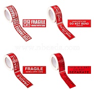 4Roll 4 Style Self-Adhesive Paper Warning Tag Stickers, Rectangle with Word FRAGILE HANDLE WITH CARE Stickers Labels, for Shipping and Packing, Red, 7.5x2.5x0.009cm, 150pcs/roll, 1style/roll(DIY-SZ0007-45)