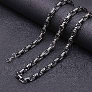 Stainless Steel Byzantine Chain Necklaces for Men, Black, 27.56 inch(70cm)(FS-WG56795-198)