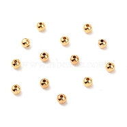 Brass Beads, Long-Lasting Plated, Round, Real 18K Gold Plated, 4mm, Hole: 1mm(X-KK-F824-101C-G)