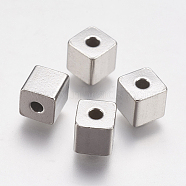 304 Stainless Steel Beads, Cube, Stainless Steel Color, 6x6x6mm, Hole: 2mm(STAS-F195-027P-6x6mm)