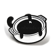 Cartoon Cat Enamel Pin, Alloy Brooch for Backpack Clothes, Black, 21x28x1.5mm(JEWB-P032-D02)