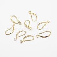 Brass Earring Hooks, Ear Wire, with Horizontal Loop, Long-Lasting Plated, Real 18K Gold Plated, 21x9x1.5mm, Hole: 2mm, 21 Gauge, Pin: 0.7x0.8mm(KK-F714-06G)