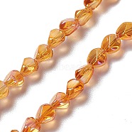 Electroplate Glass Beads Strands, Full Rainbow Plated, Nuggets, Dark Orange, 7x6.5x6mm, Hole: 0.9mm, about 90pcs/strand, 24.41 inch(62cm)(EGLA-L038-FR01)