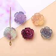 Natural Fluorite Carved Beads, Flower, 13.5mm(PW-WG1ACAE-28)