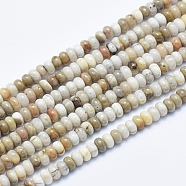 Natural Silver Leaf Jasper Beads Strands, Rondelle, 4.5~5x2~3mm, Hole: 1mm, about 142pcs/strand, 15.7 inch(40cm)(G-E444-36B)