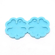 Clover DIY Pendant Silicone Molds, for Earring Making, Resin Casting Molds, For UV Resin, Epoxy Resin Jewelry Making, Deep Sky Blue, 55x107x7mm, Hole: 4mm, Inner Diameter: 46x42mm(DIY-WH0301-90)