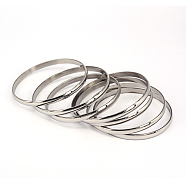 201 Stainless Steel Bangle Sets, Stainless Steel Color, 68mm, 5.2mm, about 7pcs/set(BJEW-O115-62P)