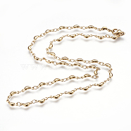 304 Stainless Steel Chain Necklaces, with Lobster Claw Clasps, Ion Plating (IP), Crescent Moon, Golden, 17.7 inch(45cm)(STAS-P164-17G)