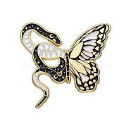 Dark Gothic Style Creative Snake Brooch, Alloy Enamel Pin, Clothing Accessory, Butterfly, 30x28mm(PW-WG35030-04)
