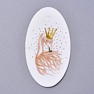 Paper Gift Tags, Hange Tags, For Arts and Crafts, For Wedding/Valentine's Day/Thanksgiving, Oval with Swan, Colorful, 64.5x36x0.4mm, Hole: 5mm(CDIS-E006-05)