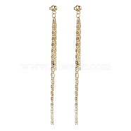 Brass Tassel Chain Drop Earrings for Women, Ear Thread, with 304 Stainless Steel Stud Earring Findings, Golden, 87mm(EJEW-JE05745)