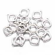 201 Stainless Steel Links connectors, Rhombus, Stainless Steel Color, 19x14x0.8mm, Hole: 1.6mm(STAS-L234-100P)