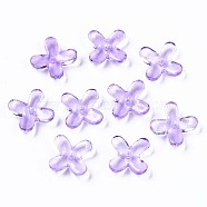 Transparent Spray Painted Glass Beads, Flower, Lilac, 12x9.5x3.5mm, Hole: 1mm(X-GLAA-N035-012-F02)