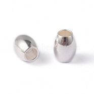 Oval 202 Stainless Steel Beads, Silver Color Plated, 6x5mm, Hole: 2.5mm(STAS-O091-B-02S)