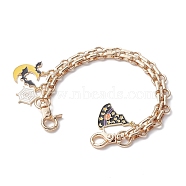 Iron Purse Extension Chains, with Halloween Theme Alloy Enamel Charm, Swivel Clasps, for Bag Straps Replacement Accessories, Golden, 25.3cm(AJEW-BA00105)