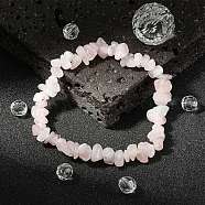 Rose Quartz Chips Stretch Bracelets, Inner Diameter: 2-1/8~2-1/4 inch(5.3~5.6cm)(BJEW-JB01308-01)