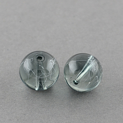 Drawbench Transparent Glass Beads Strands, Spray Painted, Round, Light Grey, 6mm, Hole: 1.3~1.6mm, 31.4 inch(GLAD-Q012-6mm-09)