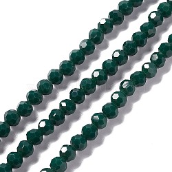 Faceted Glass Beads Strands, Round, Dark Green, 6x5.5mm, Hole: 1.2mm, about 95pcs/strand, 22.24''(56.5cm)(EGLA-J042-36B-14)