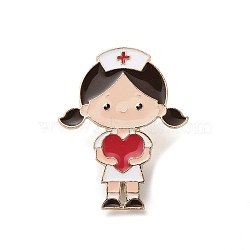 Medical Series Enamel Pins, Alloy Brooches for Backpack Clothes, Nurse, 40.5x32mm(JEWB-E038-01G-02)