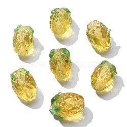 Handmade Lampwork Beads, Pineapple, Yellow, 13~15x12~14x12~14mm, Hole: 1~1.4mm(LAMP-CJ0001-46)