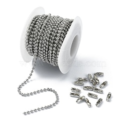 10M 304 Stainless Steel Ball Chains, Unwelded, with Spool, Stainless Steel Color, 2.4mm(CHS-YW0001-03)