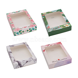 Magibeads 20Pcs 4 Style Foldable Creative Kraft Paper Box, Paper Gift Box, with Clear Window, Rectangle, Mixed Color, 17.7x13.5x3.7cm, 5pcs/style(CON-MB0001-05)