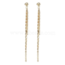 Brass Tassel Chain Drop Earrings for Women, Ear Thread, with 304 Stainless Steel Stud Earring Findings, Golden, 87mm(EJEW-JE05745)