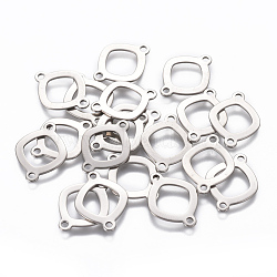 Tarnish Resistant 201 Stainless Steel Links connectors, Rhombus, Stainless Steel Color, 19x14x0.8mm, Hole: 1.6mm(STAS-L234-100P)