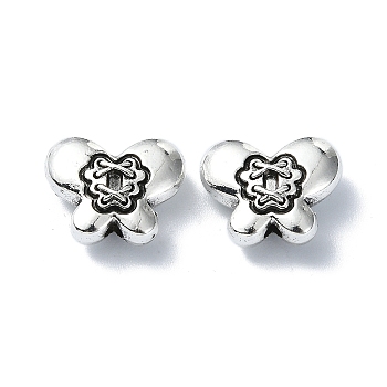 Tibetan Style Alloy Beads, Butterfly, Antique Silver, 11.5x14.5x6mm, Hole: 1.8mm, about 185pcs/500g.